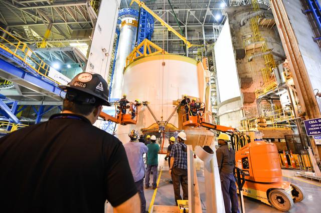 NASA image: Engine Section for NASA’s SLS Rocket Prepared for Joining to Rest of Stage